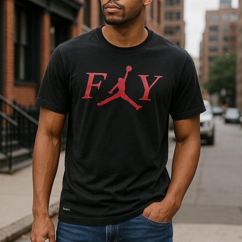 Jordan Dri-FIT‎ “FLY” Logo T-Shirt Black Red Jumpman Men’s Small